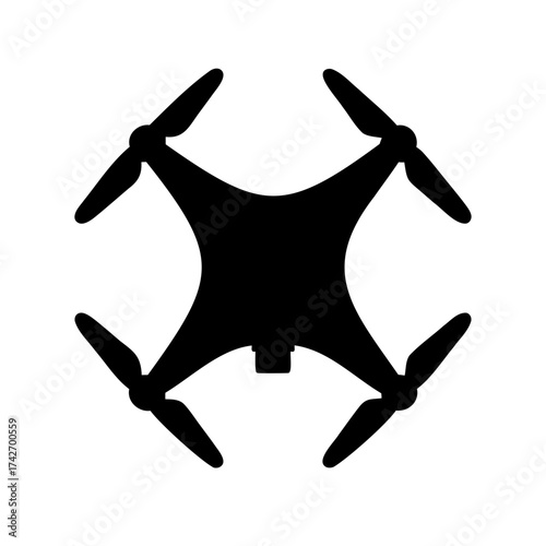 Black silhouette of a drone isolated on white aerial technology concept