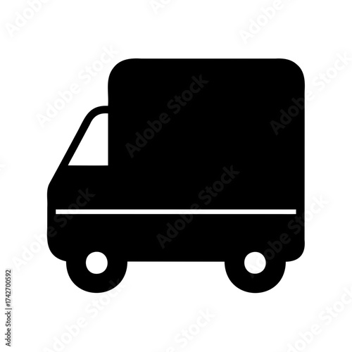 Silhouette of a delivery van or truck in black and white scheme