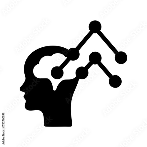 Human mind connection with technology and artificial intelligence represented in symbolic form