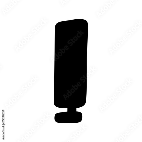 A simplified black silhouette of a microphone on a white background