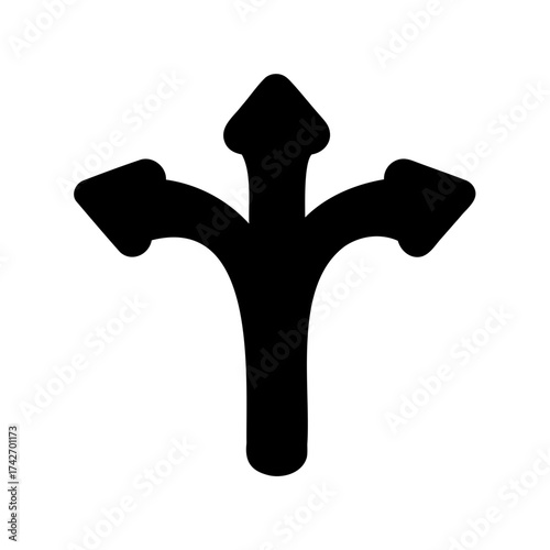 A black arrow fork symbol represents choice and multiple paths to explore