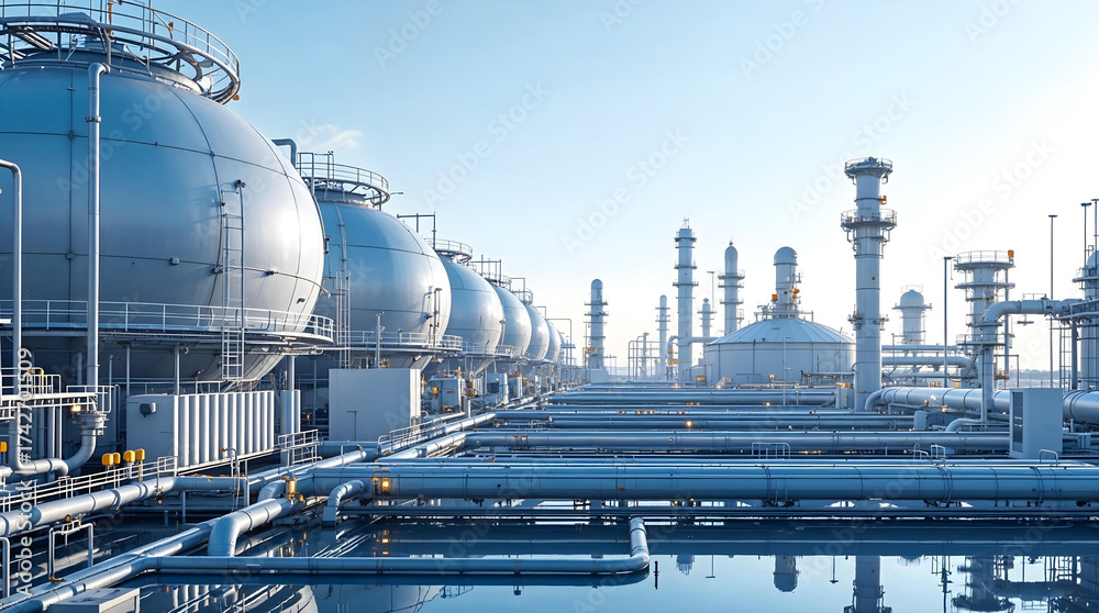 Fototapeta premium Hydrogen Energy Production Plant — Clean Fuel and Future Industry Concept
