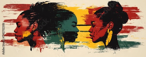 Vector illustration of a curly African American woman. .