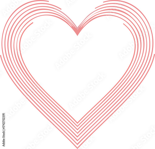 Elegant heart symbol composed of curved lines, perfect for expressing love, affection, and care