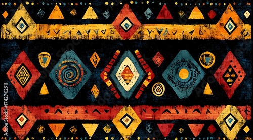 Colorful geometric seamless pattern design for fabric and wallpaper.