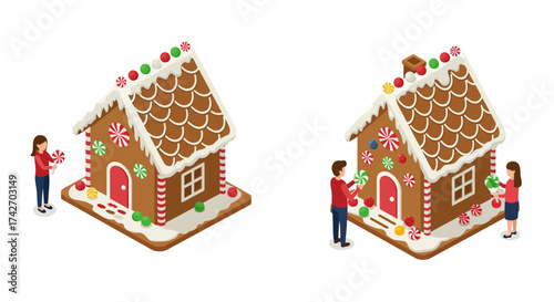 Festive gingerbread house with candy decor