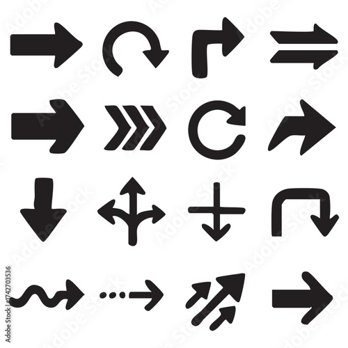 Diverse Hand Drawn Arrow Set A Versatile Collection of Directional Symbols for Design and Wayfinding Applications with a Playful Aesthetic