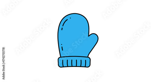 Blue winter mittens icon: cozy handwear design for seasonal graphics