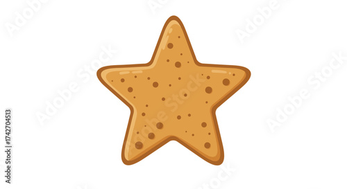 Cute star shaped cookie with chocolate chips on white background