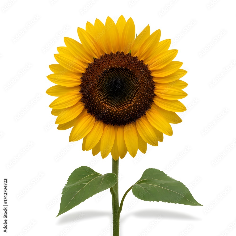 Fototapeta premium Vibrant Sunflower Bloom Isolated on White Background