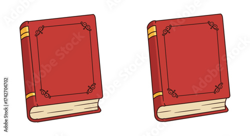 Vintage red book cover with decorative borders and gold accents