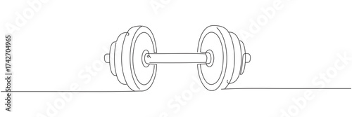 A single continuous line drawing of dumbbells. Editable line. Dumbbells single line drawing.