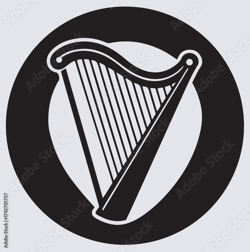 harp Irish music icon silhouette vector art illustration