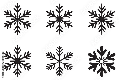 Wallpaper Mural Snow icons set. snowflake sign and symbol. Vector Black silhouettes. with white background Torontodigital.ca