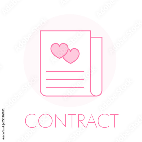  Wedding Contract Icon - Marriage Agreement - Legal Document - Couple Terms - Anniversary Promise