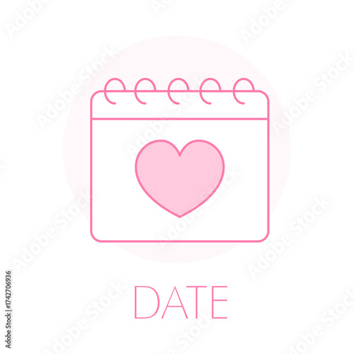 Wedding Date Icon - Calendar Mark - Heart Reminder - Anniversary Event - Schedule Day