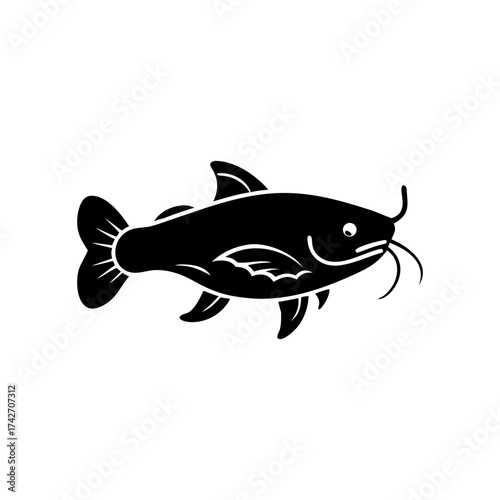 Stylized Catfish Logo - Aquatic Animal Symbol