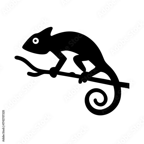 Chameleon on a Branch - Lizard Reptile Vector