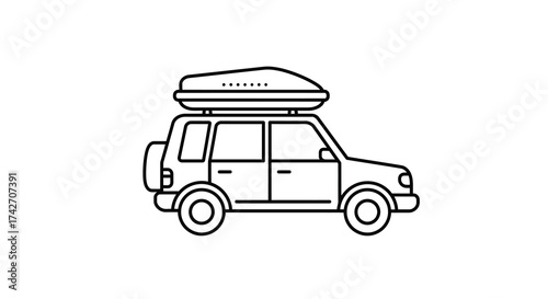 Linear suv with cargo box on roof for road trips and outdoor adventures