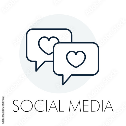 Heart Chat Outline - Engagement Post - Digital Interaction - Outline Vector - Relationship Network