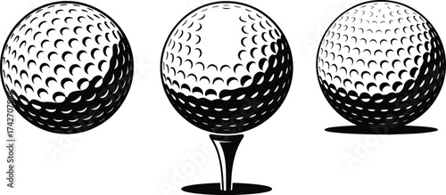 Golf Ball on Tee Silhouette Sports Vector Illustration Design.