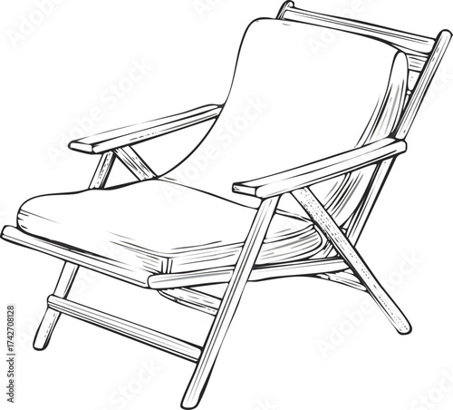 Relaxing outdoor chair illustration, perfect for leisure and relaxation, simple design for beach use