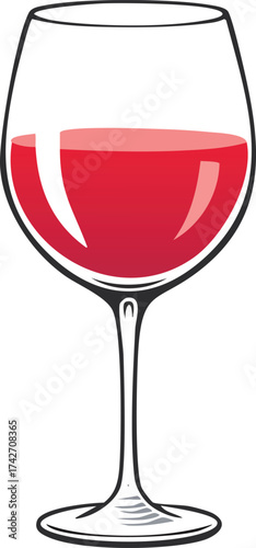 Elegant Illustration of a Red Wine Glass Perfect for Celebrations, Events, and Beverages