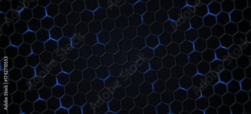 Hexagonal Abstract Technology Background. Hexagons Pattern for Hi-Tech Communication Design. Hi-tech Cyber Hexagon Sci-Fi Game Banner Grid. Vector Illustration