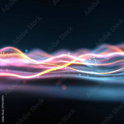 An abstract blur of red and white light streaks trace the motion of fast traffic on the highway at night