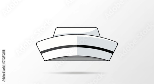 Simple White Nurse Cap with Black Stripe.