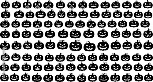 Spooky halloween pumpkin faces collection diverse jack-o-lantern expressions for autumn celebrations vector