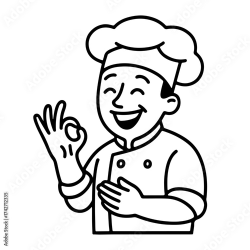 outline icon happy chef in a hat vector on a white background
Vector line icon of joy and sadness emotions on a white background