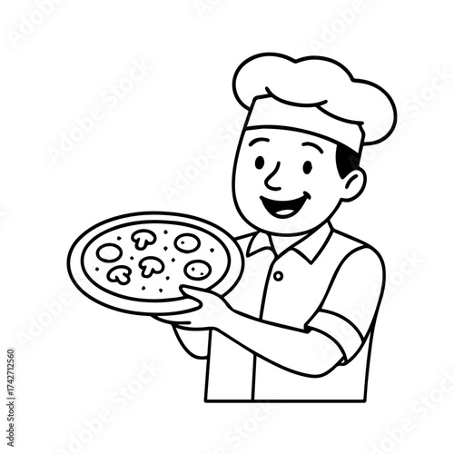 outline icon happy pizza maker with pizza vector on a white background
Vector line icon of joy and sadness emotions on a white background