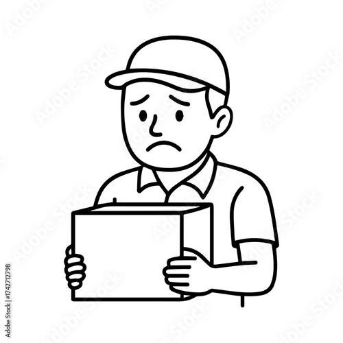 outline icon sad courier with a box vector on a white background
Vector line icon of joy and sadness emotions on a white background