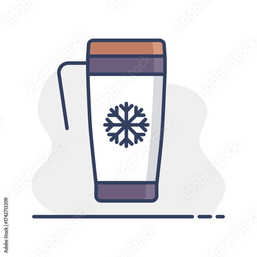 Travel thermo cup vector icon. Winter sign