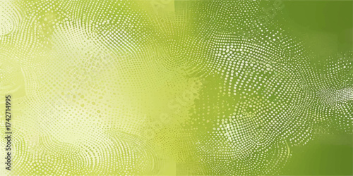 A colorful digital geometric pattern of overlapping circle and line shapes creates a vibrant texture backdrop with green and blue swirl lines decoration