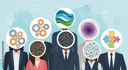 Abstract Business Team with Conceptual Brains for Collaboration and Innovation