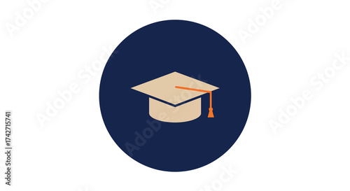 Minimalist graduation cap design with dark circle background