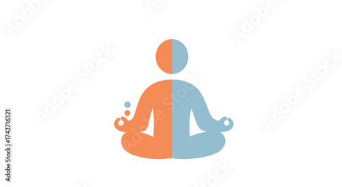 Minimalist meditation icon with dual-tone design for yoga wellness