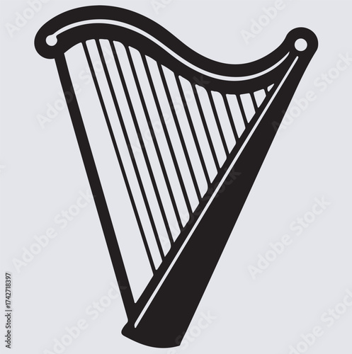 harp music icon silhouette vector art illustration, vector illustration of a harp