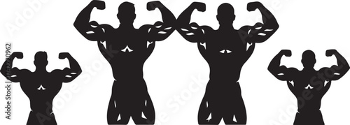 Illustration of silhouette of bodybuilders, fitness and sport concept