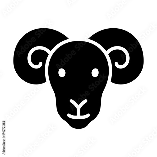 Ram Head With Horns Black Glyph Icon