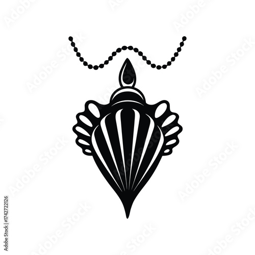 Desmostylus head with seashell necklace and rippling water vector art illustration
