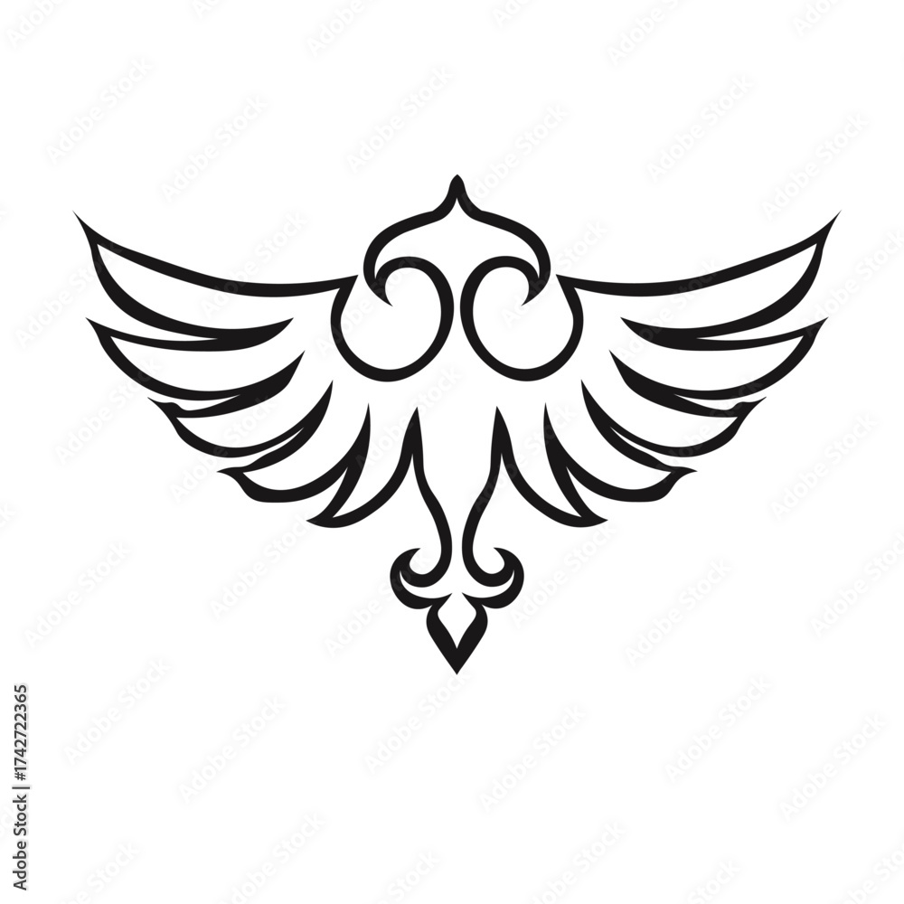 Obraz premium Ornamental Floral Design A classic black and white floral design element featuring elegant, curved leaves and intricate detailing. Perfect for use in decorative borders, logos