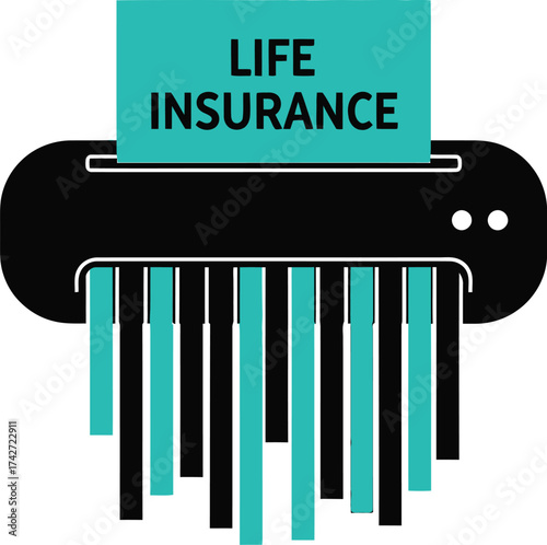 Canceling life insurance policy shredding document concept art editable vector