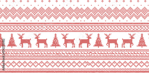 Christmas sweater pattern red and white seamless background art editable vector