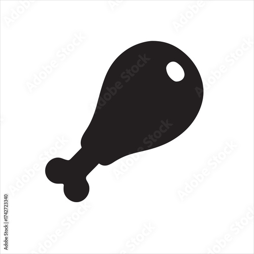 Fried Chicken Silhouette Icon – Black Vector Drumstick Illustration on White Background