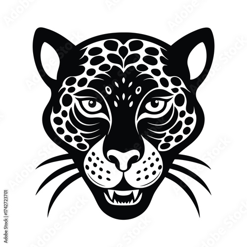 Leopard mascot illustration in tattoo style with bold spots vector art illustration