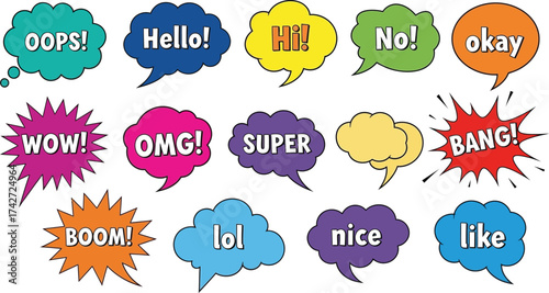 Colorful speech bubbles with expressions vector illustration editable vector