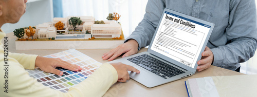 фотографія Digital legal contract provide terms and conditions document on computer screen